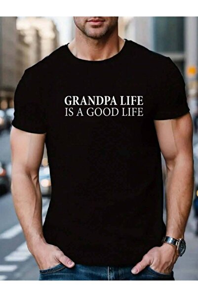 23ERVA 100% قطن من ماركة Is A Good Life - تي شيرت رجالي أسود برقبة دائرية وأك...