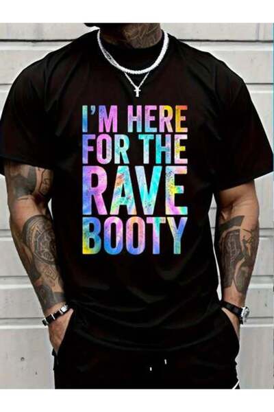 9TAY تي شيرت قطني 100% بطباعة 'Rave Booty Quote' وتصميم التاي داي، مناسب لمهر...