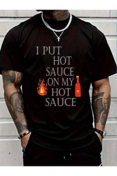 9TAY 100% Cotton I Put On My Hot Sauce Tshirt Women's Men's Black Vacation Cr...