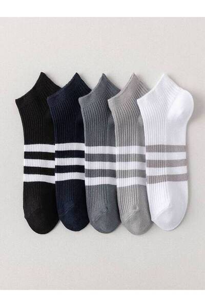 SBA SOCKS 5 Pairs of Men's Socks 3-Stripe Men's Bootie Socks