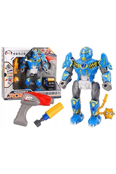 LeanToys Robot transformabil, Armă, Mașină de găurit, Șurubelniță, Lumini, Su...