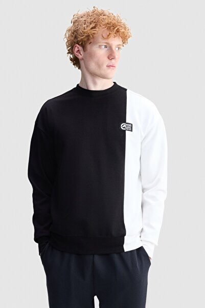 ecko unltd. Landon Loose Fit Crew Neck Printed Interlock Men's Black Sweatshirt