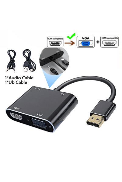 Choice محول HDMI إلى VGA عالي الدقة 2 في 1 مع محول صوت 3.5 ملم للكمبيوتر