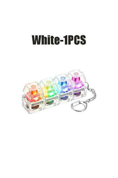 Choice6 سلسلة مفاتيح بيضاء بتصميم لوحة مفاتيح مع أضواء LED لتخفيف التوتر والقلق