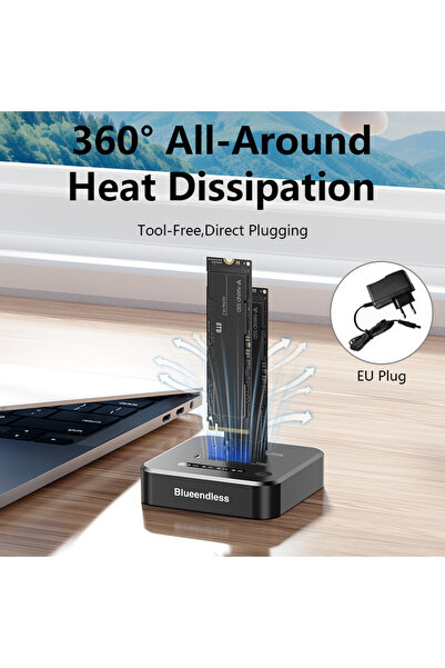 Choice3 محطة إرساء M.2 NVMe بمنفذين SD08A-EU PLUG من Blueendless، تدعم النسخ ...
