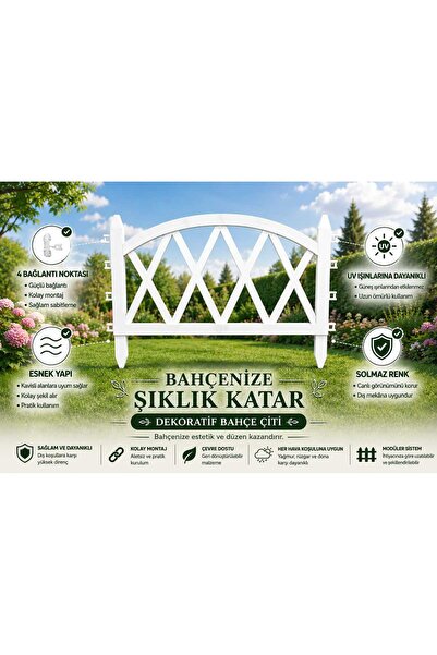 DEKOZUM BAHÇEART Bahçe Çiti Plastik Dekoratif Bahçe Dekorasyon Çiti Bahçe Düz...