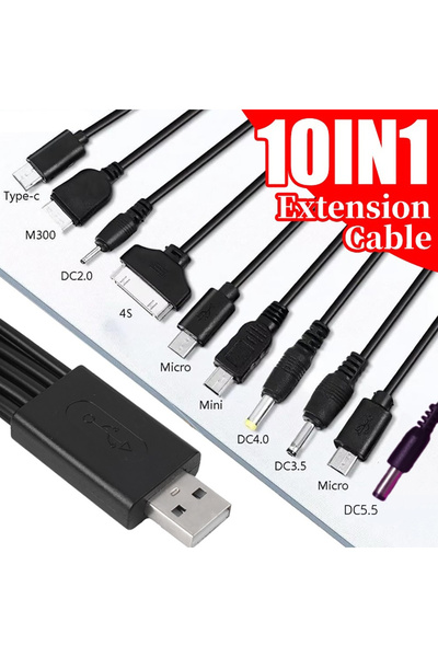 Choice 10 in 1 USB to Multi-ports USB Cable Phone Charging Cable Multi-head C...