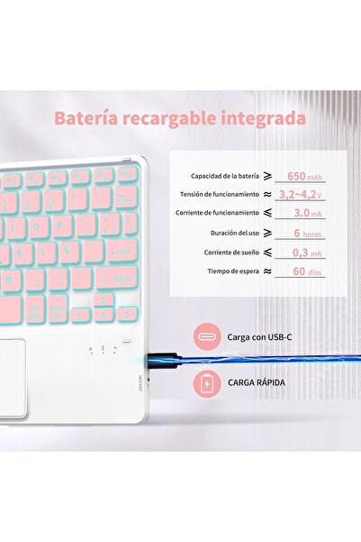 NO BRAND Tastatură Bluetooth cu Touchpad Tastatură Qwerty Compatibilă cu iOS ...