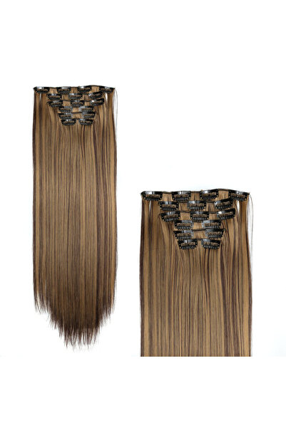 NO BRAND Extensii de păr sintetice cu clipsuri, colorate, drepte, lungi de 60 cm