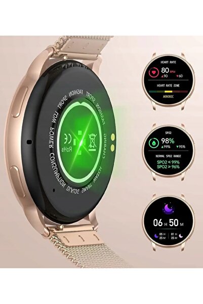 NO BRAND Smartwatch Ceas de damă Qs40 4 curele Meniu Pl Auriu