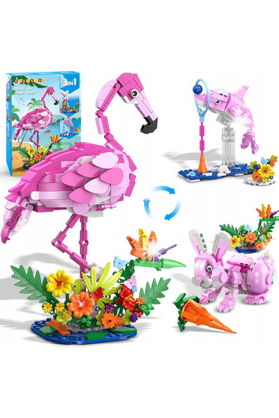 NO BRAND Flaming Dolphin Iepure Blocuri 3 în 1 Cadou pentru Copii Floare Crea...