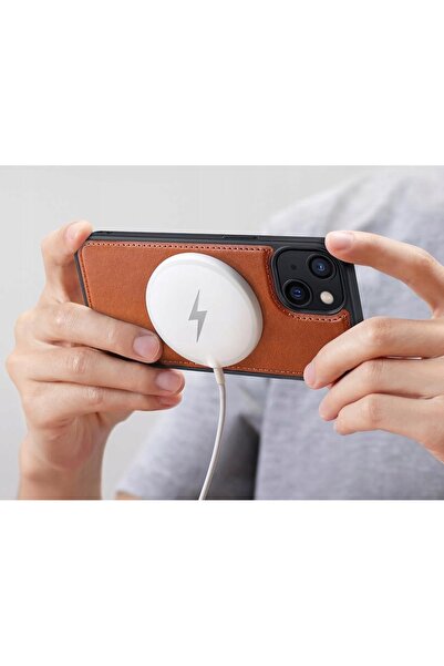NO BRAND Husă flip din piele Ocase pentru iPhone 15 cu suport Magsafe, maro, ...