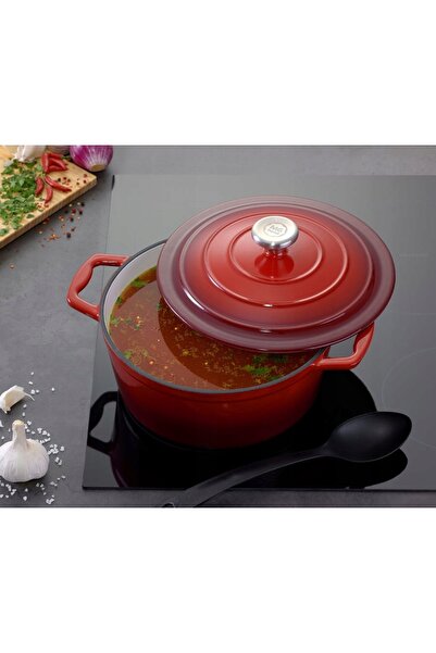 NO BRAND Mg home infinito oală tradițională din fontă 4.8l 25cm roșu