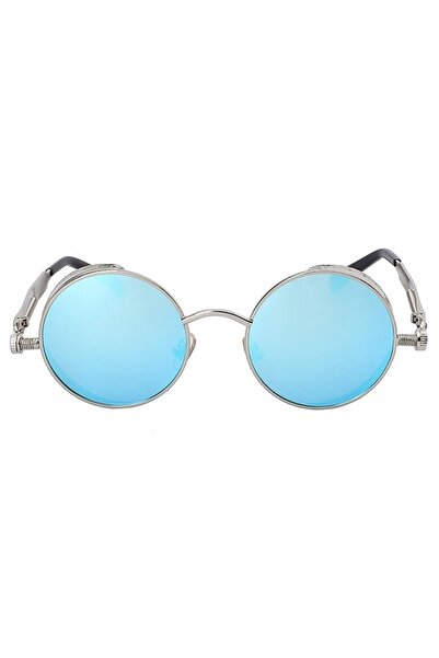 NO BRAND Ochelari de soare rotunzi Punk Retro Leonki UV400 Albastru Argintiu