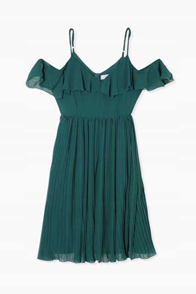 NO BRAND Rochie midi elegantă verde de cocktail cu volane Boohoo 48