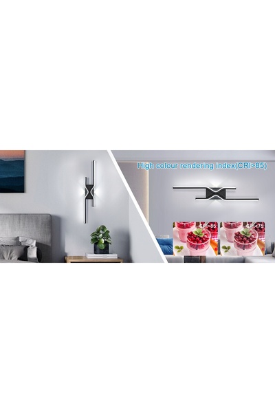 NO BRAND LAMPĂ DE PERETE LED NEAGRĂ MODERNĂ PENTRU DORMITOR 25W 6500K 60CM