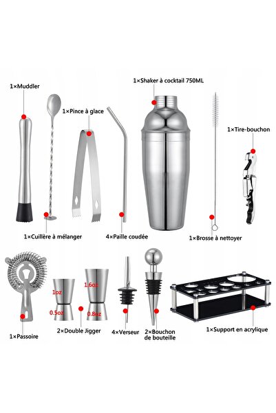NO BRAND Set de băuturi pentru barman, shaker 20EL, shaker pentru cocktailuri...