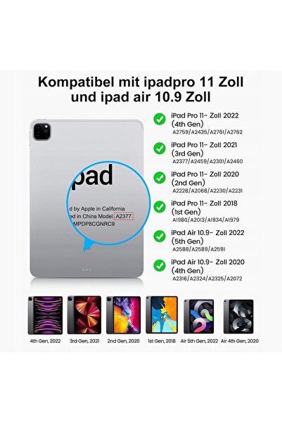 NO BRAND Husă cu tastatură Qwertz germană pentru iPad 11 Aphbzge