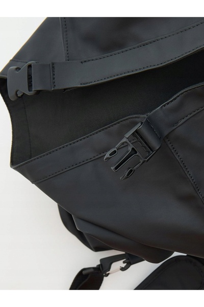 NO BRAND Rucsac negru neted, cu închidere tip rulou, cu mâner reglabil, imper...