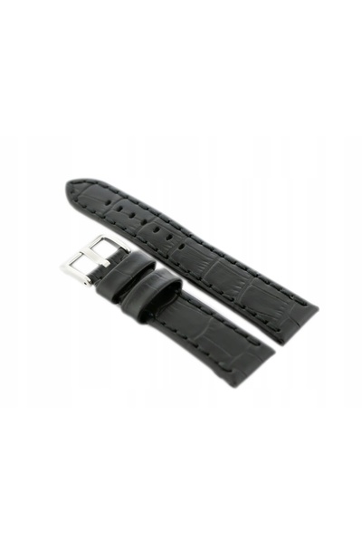 NO BRAND Curea de ceas din piele W49 - neagră - 22mm