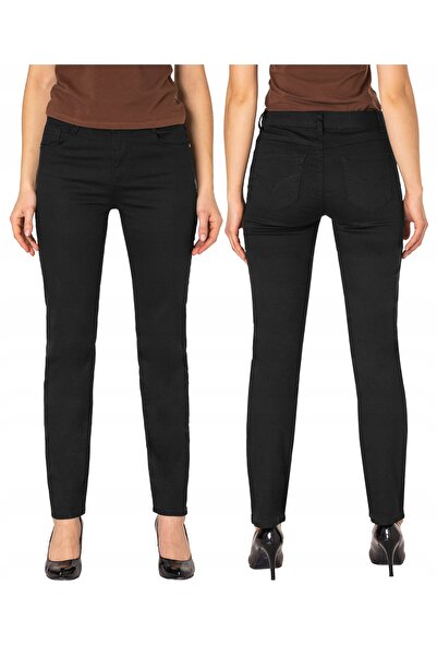 NO BRAND Pantaloni negri eleganți de damă, din bumbac, blugi cu croială dreap...