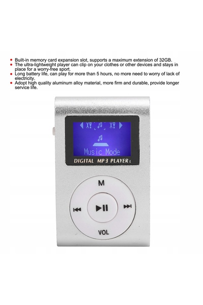 NO BRAND Player MP3 Mini Clip USB Portabil cu Căști 32GB