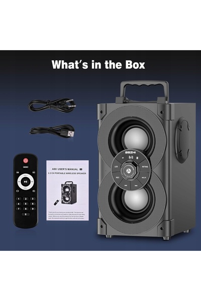 NO BRAND Boxă Bluetooth fără fir 80W Subwoofer LED Radio Telecomandă Bszhi Rs...