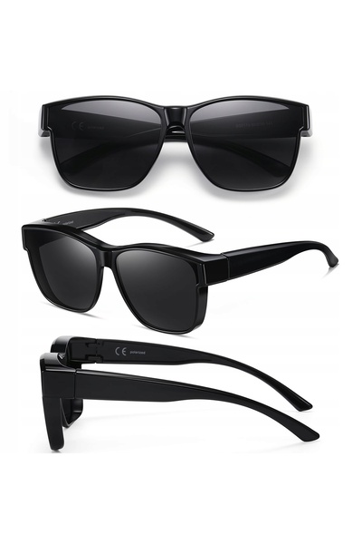 NO BRAND Ochelari de soare polarizați cu clip-on, negri, UV400, cu lentile de...