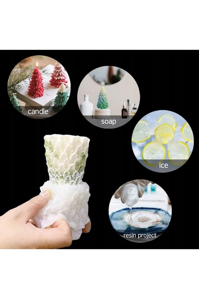 NO BRAND 4 bucăți matrițe din silicon 3D în formă de brad de Crăciun pentru f...