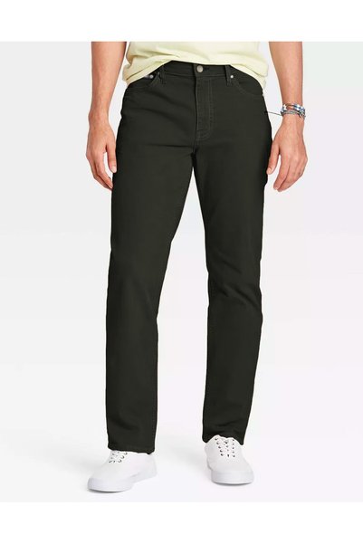 NO BRAND Pantaloni bărbați din catifea reiată 100% bumbac Bedford Verde Măsli...