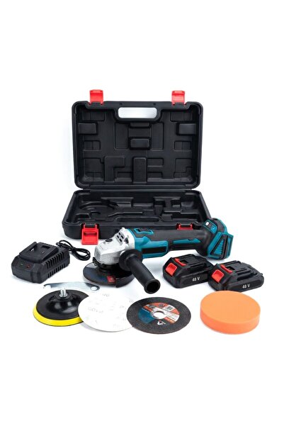 DealsReall Polizor unghiular cu 2 baterii 48V Li-Ion, motor fără perii, disc ...