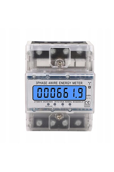 NO BRAND Contor de energie trifazat 10(100)A 230V, ampermetru LCD pentru șină...