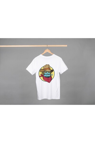 Noname Tricou Unisex Bumbac Premium Casual " Cowboy robot " Inscriptie