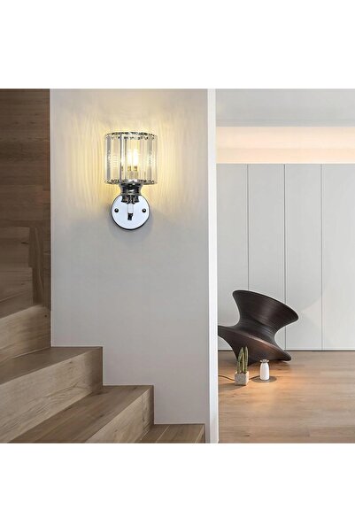 NO BRAND Aplică de perete E27, cu cristal, stil Loft, cromată, modernă, pentr...