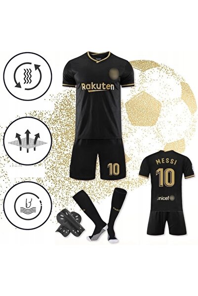 NO BRAND Echipament de fotbal Messi 10 Negru Mărime 150-160 cm Tricou Șort Șo...