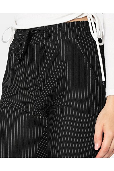 NO BRAND Pantaloni eleganți negri de damă, cu talie înaltă, model  "Cigarette...