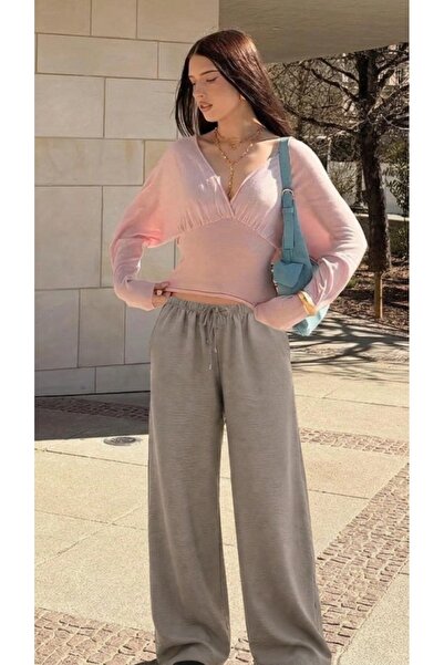 DAMGA JEANS Γυναικείο καλοκαιρινό παντελόνι από λινό βιζόν με φαρδιά μπατζάκι...