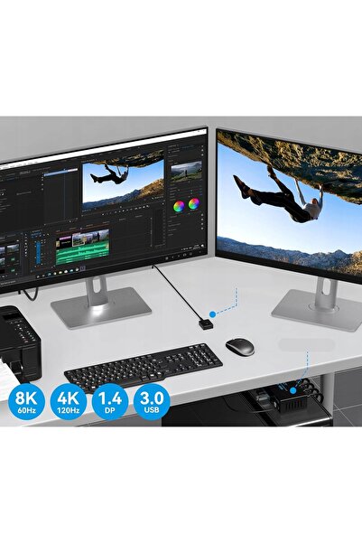 NO BRAND Comutator KVM DisplayPort 2 Monitoare 2 Calculatoare Sw223