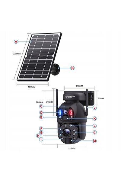 NO BRAND Cameră solară GSM, zoom optic x36, 8MP, cartelă SIM, două lentile, B...