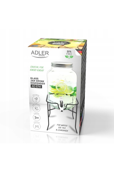 NO BRAND Borcan de sticlă cu robinet pentru limonadă, mare, 4 L, pe suport