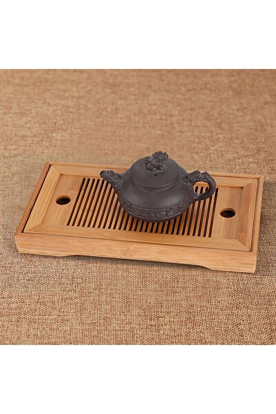 NO BRAND Tavă de ceai din bambus, stil chinezesc Gongfu, 27X14X3Cm