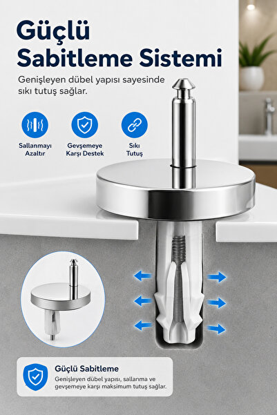 Flextail Klozet Kapağı Amortisörü Çiftli Set Yavaş Kapanır Klozet Kapağı Amortisörlü Menteşe Montaj Seti