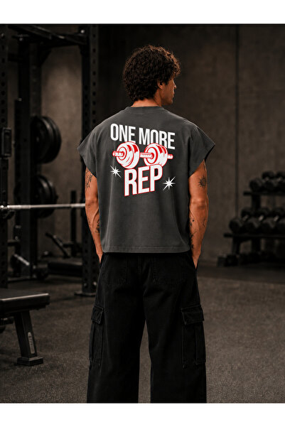 EVIus Μπλουζάκι GYM Sporcu One More Rep με στάμπα, Oversize, Worker Boxy Fit,...