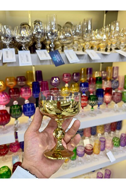 Vakıf home Kristal Cam Titanyum Kaplama Gold Ayaklı Dondurmalık Salata Kasesi...