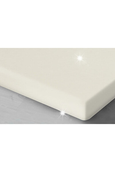 NO BRAND Cearșaf din satin cu elastic 120x200 ecru