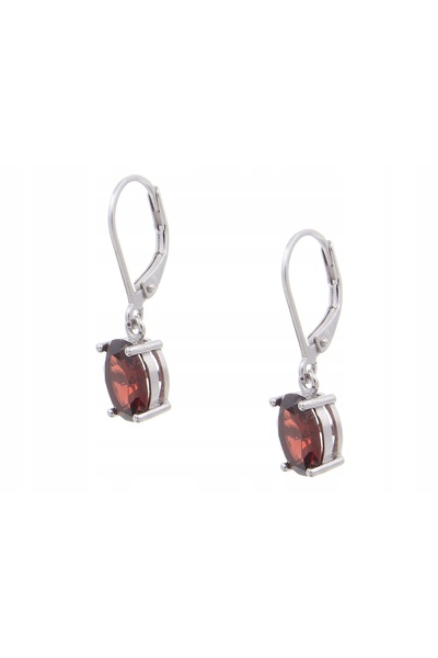 NO BRAND Cercei atârnători din argint, placați cu rodiu, cu granat natural, c...