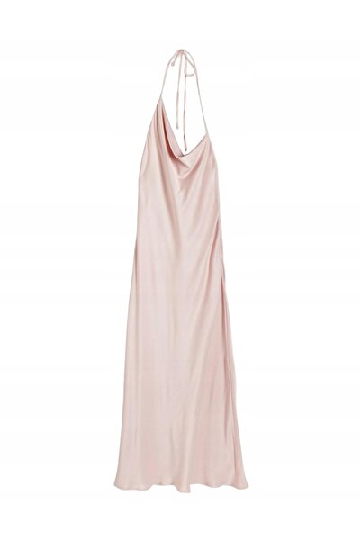 NO BRAND ROCHIE MAXI ROZIE CU SPATE DESCHIS, DECOLTEU FLUID ȘI NOD, RESERVED L