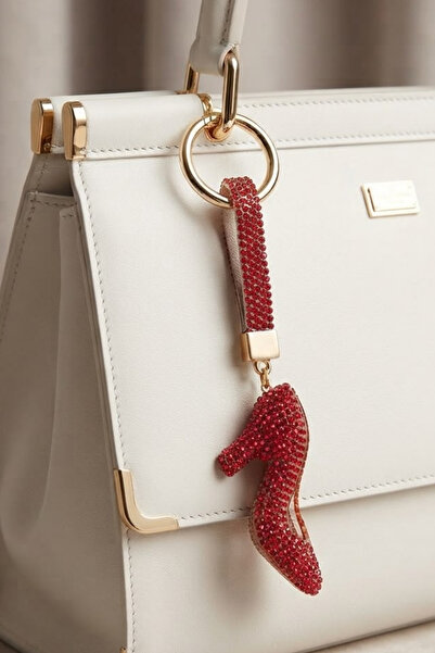 Jaida Moda Heeled Shoe Figured Bag Charm Keychain Stone Bag Charm