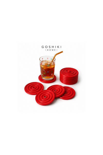 Goshıkı مجموعة من 4 قواعد أكواب مقاومة للحرارة مع حامل