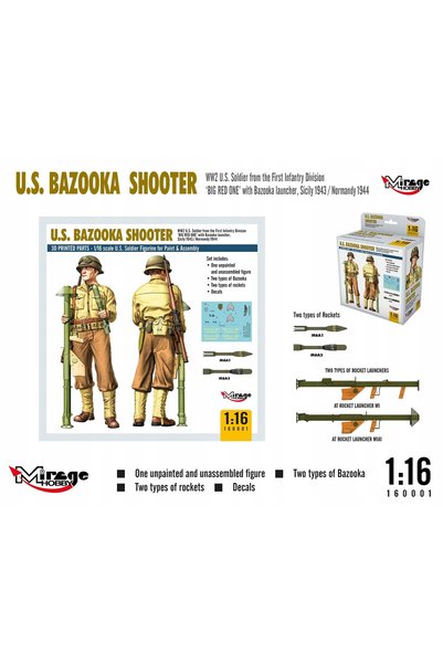 NO BRAND Mirage 160001 1:16 Figurine soldați americani cu bazooka
